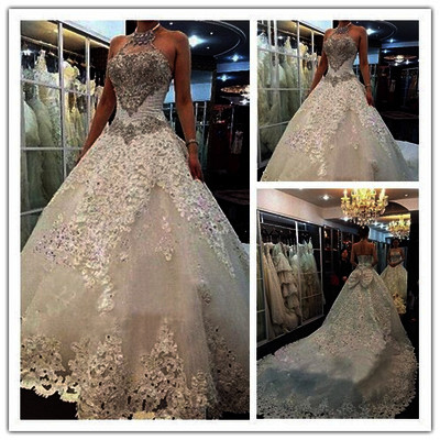 Wedding dress,wedding gown,sleeveless wedding dress,lace wedding dress,lace bridal gowns,gorgeous bridal gowns,plus size wedding bridal,pd160091 - Thumbnail 2