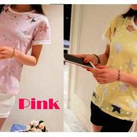 Harajuku Hollow Five-pointed Star Satellite Network Yarn Stitching Loose Short-sleeved T-shirts - Thumbnail 4