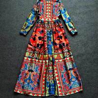 MILANO FASHION VINTAGE STYLE RETRO LONG ROMANTIC DRESS - Thumbnail 2