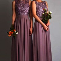 2016 Floor Length Chiffon and Lace Bridesmaid Dresses pst0234 - Thumbnail 1