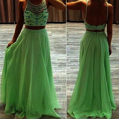 Long prom dress,crystal prom dress,cheap prom dress,custom prom dress,two pieces prom dress,gorgeous prom dress,pd160109 - Thumbnail 3
