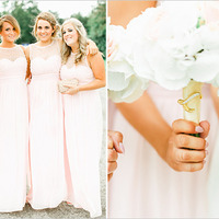 2016 Pink Tulle and Beads Bridesmaid Dresses Floor Length pst0333 - Thumbnail 1