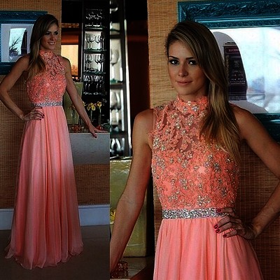 Long prom dress,pink prom dress,crystal prom dress,cheap prom dress,chiffon prom dress,pd160143 - Thumbnail 2
