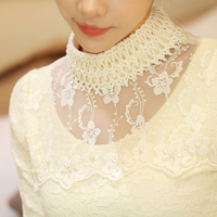 S-3XL Apricot Skinny Long-Sleeve Lace Shirt SP165541 - Thumbnail 2