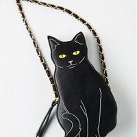 Vintage Cute Black Cat Bag Gold Chain Shoulder Bag - Thumbnail 1