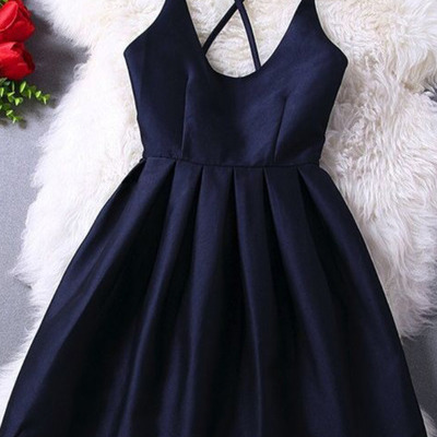 Spaghetti criss-cross ruching simple dress short prom dress homecoming dress short fashion dress