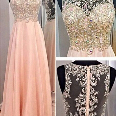 Sleeveless sweetheart beading sexy chiffon prom dress,evening dress formal dress