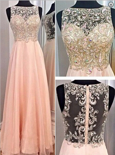 Sleeveless sweetheart beading sexy chiffon prom dress,evening dress formal dress