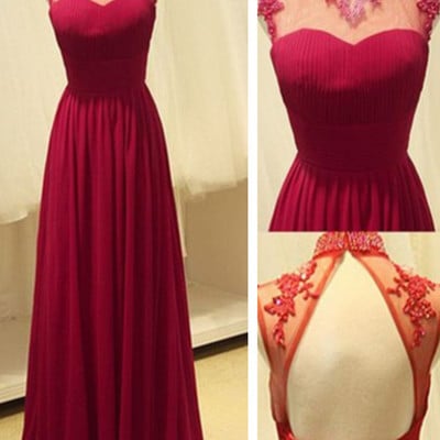 Sleeveless high collar applique red backless prom dress ,evening dress beauty bridesmaid dress - Thumbnail 4