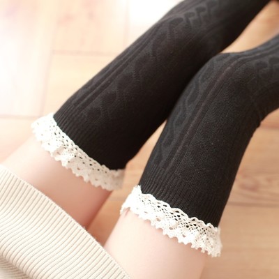 Crochet lace thigh high stockings