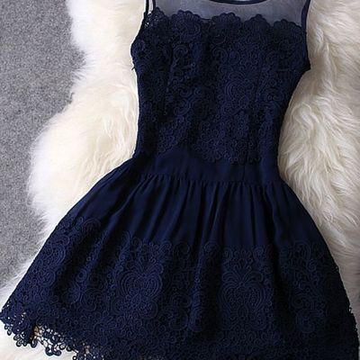 Sleeveless see-through embroidery lace short prom dress fashion mini dress - Thumbnail 5