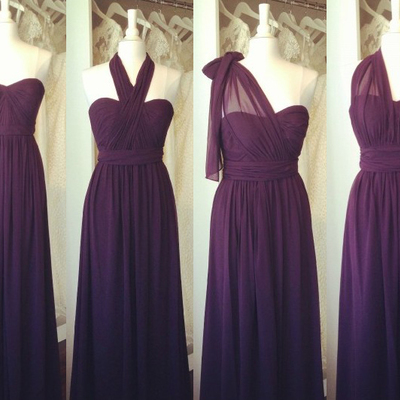 Pretty purple sweatheart chiffon long bridesmaid dress summer beach bridesmaid dress - Thumbnail 5