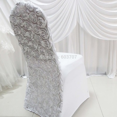 Rental: satin rosette back spandex chair cover 