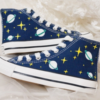 Universe galaxies high-top hand-painted canvas shoes - Thumbnail 1