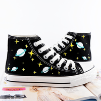 Universe galaxies high-top hand-painted canvas shoes - Thumbnail 2