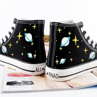 Universe galaxies high-top hand-painted canvas shoes - Thumbnail 3