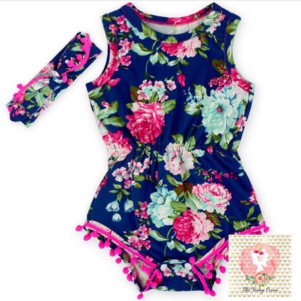 Navy Floral Jumper Set