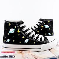 Universe Galaxy Planet High-top Hand-painted Canvas Shoes - Thumbnail 3