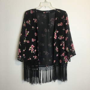 Floral Fringe Kimono