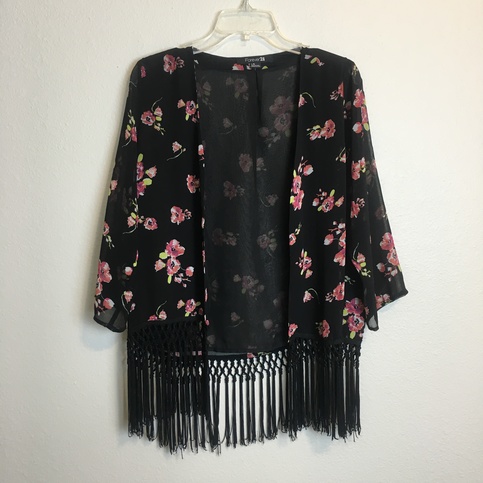 Floral Fringe Kimono