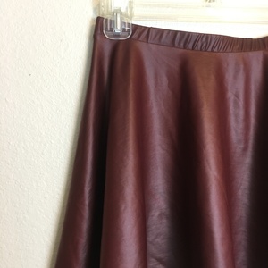Faux Leather Skater Skirt - Thumbnail 1