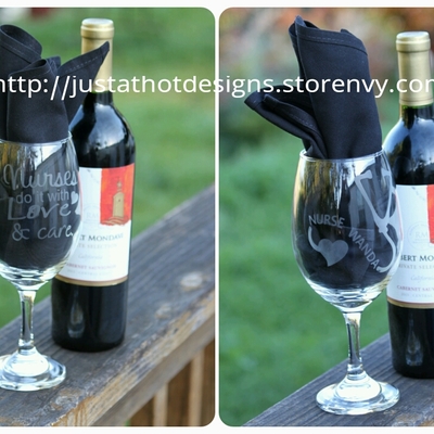 Etched wine glass for nurses
