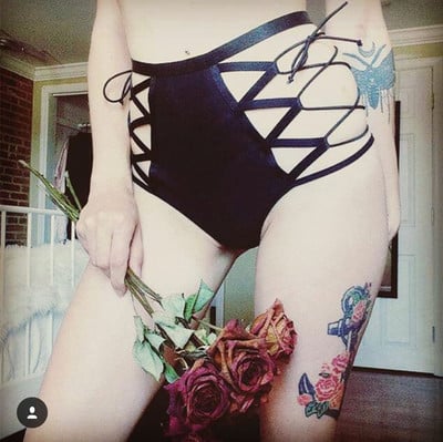 Black lace up sexy panties
