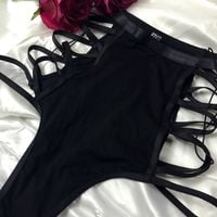 Black lace up sexy panties - Thumbnail 1