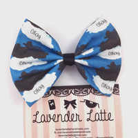 SALE! Okay Okay Water Colour Clouds Handmade Blue Fabric Hair Bow TFIOS Inspired Hair Clip Accessory - Thumbnail 1