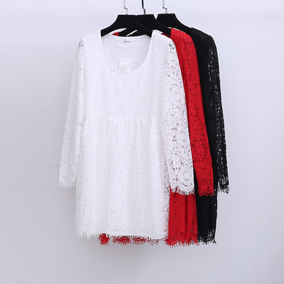 Xl/2xl/3xl white/black elegant long-sleeved lace dress sp165599