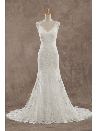 Shedress Sleeveless floor-length lace wedding dress bridal gown