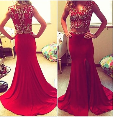 Prom dresses ,prom gowns ,high collar two pieces prom dresses ,long prom dress ,long prom gowns ,graduation dresses,homecoming dress,pd160165 - Thumbnail 3