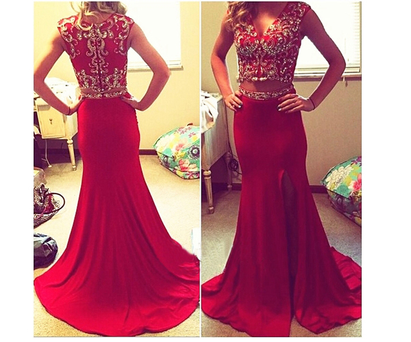 Prom Dresses ,Prom Gowns ,High Collar Two Pieces Prom Dresses ,Long Prom Dress ,Long Prom Gowns ,Graduation Dresses,Homecoming dress,PD160165