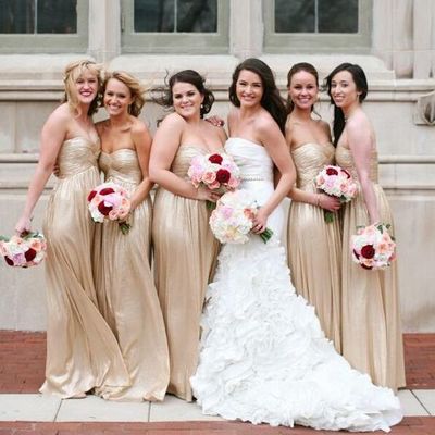 Long bridesmaid dress, champagne bridesmaid dress, strapless bridesmaid dress, cheap bridesmaid dress, chiffon bridesmaid dress, e1982 - Thumbnail 4