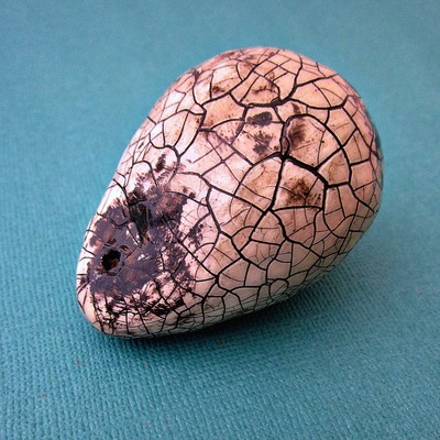 Giant Rustic White Crackled Paper Mache Teardrop Pendulum Pendant