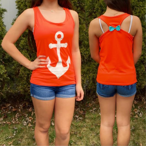Anchors Away Top in coral