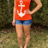Anchors Away Top in coral - Thumbnail 2