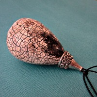 Giant Rustic White Crackled Paper Mache Teardrop Pendulum Pendant - Thumbnail 4