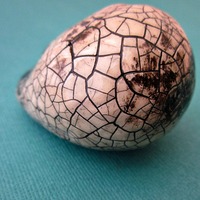 Giant Rustic White Crackled Paper Mache Teardrop Pendulum Pendant - Thumbnail 2