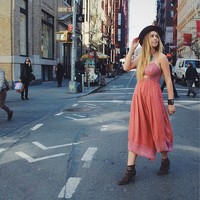 STREET FASHION BALI SANUR WATERMELON RED JUMPSUIT - Thumbnail 1