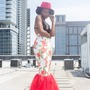 Red Floral Pencil Skirt-1