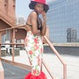 Red Floral Pencil Skirt-2