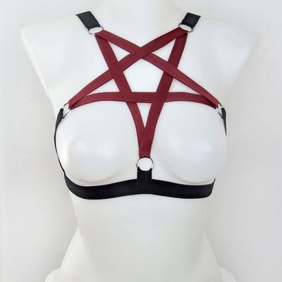 Deep red dolly pentagram harness