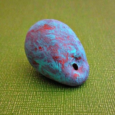 Turquoise and Copper Rustic Paper Mache Pendant