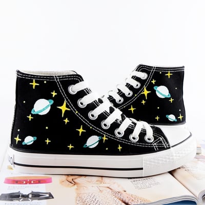 Harajuku hand-drawn galaxy canvas shoes - Thumbnail 4