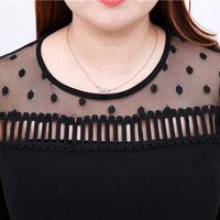 XL-4XL White/Black Hollowed-out Lace Long-sleeved Dress SP165600 - Thumbnail 3