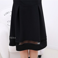 XL-4XL White/Black Hollowed-out Lace Long-sleeved Dress SP165600 - Thumbnail 4