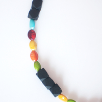 Ceramic Wood Beads Necklace NL1104 - Thumbnail 2