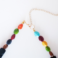 Ceramic Wood Beads Necklace NL1104 - Thumbnail 4