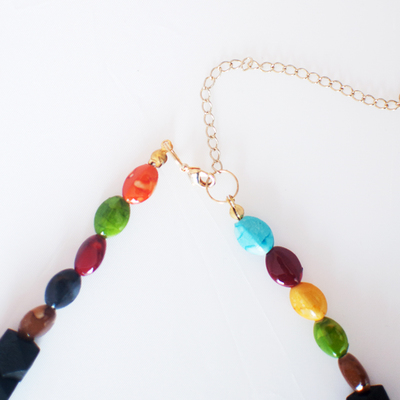 Ceramic wood beads necklace nl1104